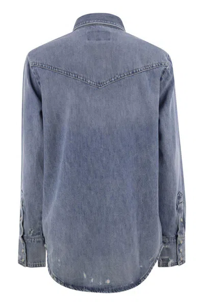 Polo Ralph Lauren Western Shirt In Irregular Denim