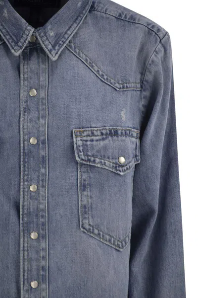 Polo Ralph Lauren Western Shirt In Irregular Denim