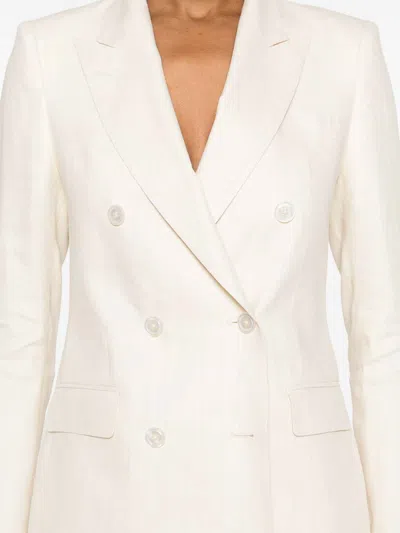 Tagliatore Ecru Double-breasted Suit With Flap Pockets And Central Vent