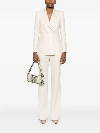 Tagliatore Ecru Double-breasted Suit With Flap Pockets And Central Vent