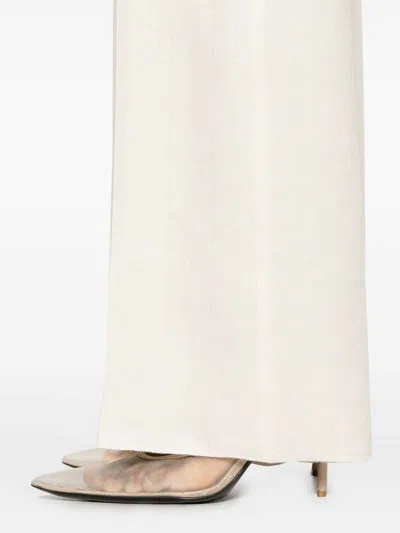 Tagliatore Ecru Double-breasted Suit With Flap Pockets And Central Vent