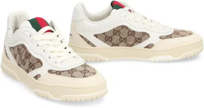 Gucci Re-web Leather And Original Gg Fabric Sneakers