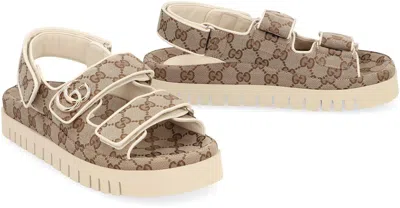 Gucci New Marmont Gg Leather-trimmed Sandals