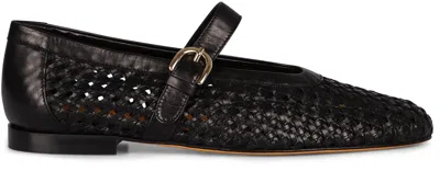 Doucal's Black Leather Ballet Flat With Strap