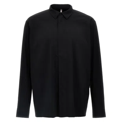 Veilance Long Sleeve Shirt Hidden Button Placket In Black