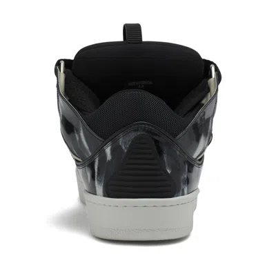 Lanvin Black Curb Leather Sparkles Sneakers In Multi