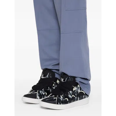 Lanvin Black Curb Leather Sparkles Sneakers In Multi