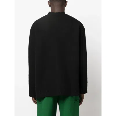 Jil Sander Boiled Wool Cardigan In Black