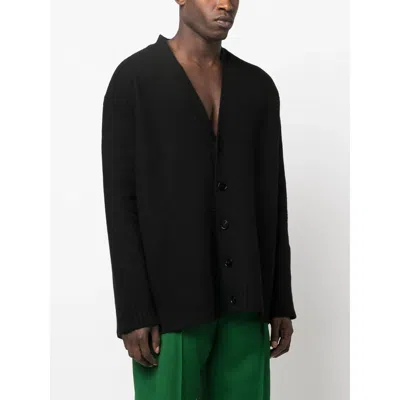 Jil Sander Boiled Wool Cardigan In Black