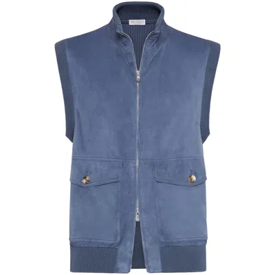 Brunello Cucinelli Suede-cotton Gilet
