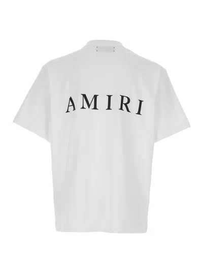 Amiri White Crewneck T-shirt With Logo Print On The Front And Logo Lettering On The Rear In Cotton Man