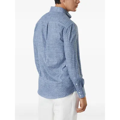 Brunello Cucinelli Floral Print Twill Basic Fit Shirt With Button-down Collar
