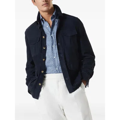 Brunello Cucinelli Floral Print Twill Basic Fit Shirt With Button-down Collar