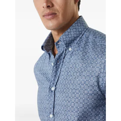 Brunello Cucinelli Floral Print Twill Basic Fit Shirt With Button-down Collar