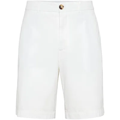 Brunello Cucinelli Men Garment-dyed Bermuda Shorts In Twisted Cotton Gabardine