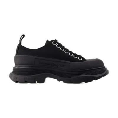 Alexander Mcqueen Black Canvas Tread Slick Platform Low Sneakers