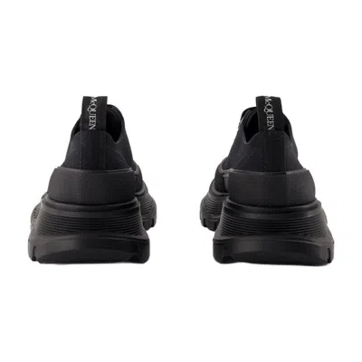 Alexander Mcqueen Black Canvas Tread Slick Platform Low Sneakers