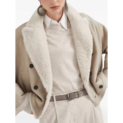 Brunello Cucinelli Adjustable Grey Leather Belt With Punch-hole Detailing