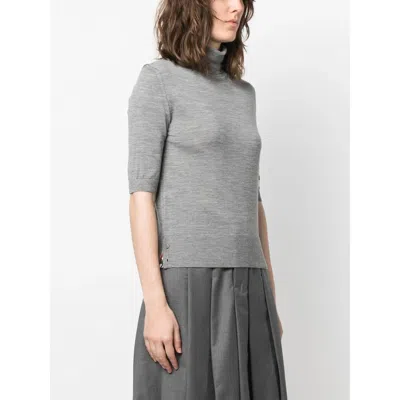 Thom Browne Turtleneck Short-sleeve Jumper In Gray