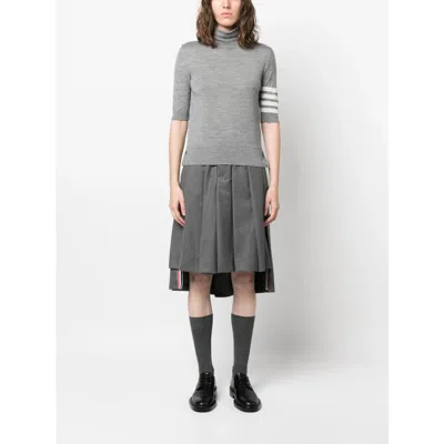 Thom Browne Turtleneck Short-sleeve Jumper In Gray