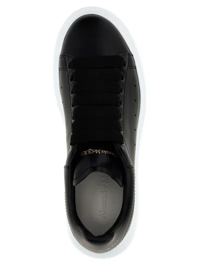 Alexander Mcqueen Oversized Black Leather Sneakers With Contrasting Platform In Black