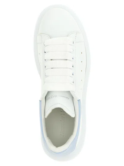Alexander Mcqueen White Leather Sneakers With Light Blue Leather Heel