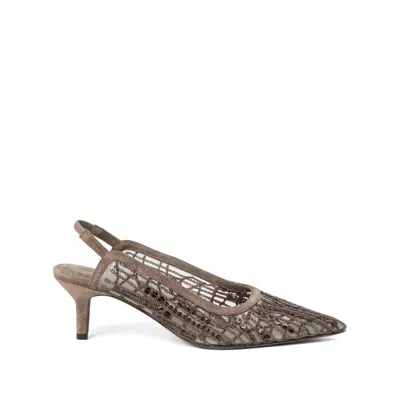 Brunello Cucinelli Glistening Abstract Embroidery City Pumps 55