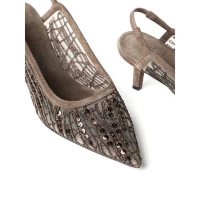 Brunello Cucinelli Glistening Abstract Embroidery City Pumps 55