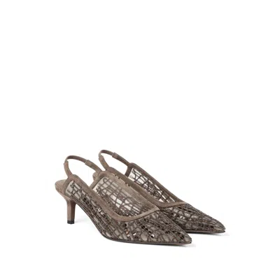 Brunello Cucinelli Glistening Abstract Embroidery City Pumps 55