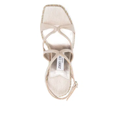 Jimmy Choo Leather Espadrille Wedge Sandals In White