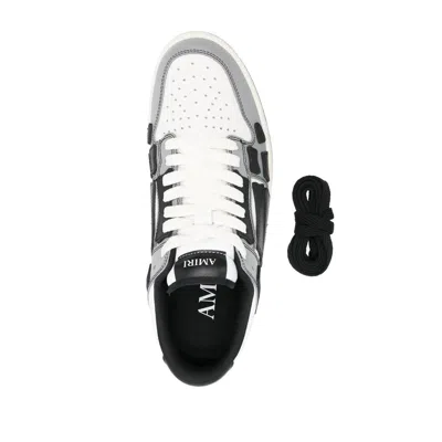 Amiri Varsity Skel Top Low Sneakers In Grey Leather