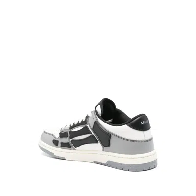 Amiri Varsity Skel Top Low Sneakers In Grey Leather