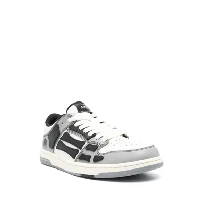 Amiri Varsity Skel Top Low Sneakers In Grey Leather