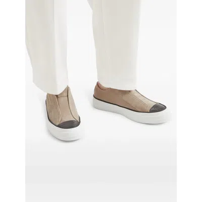 Brunello Cucinelli Dove Grey Suede Precious Toe Sneakers