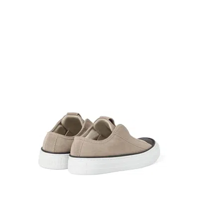 Brunello Cucinelli Dove Grey Suede Precious Toe Sneakers