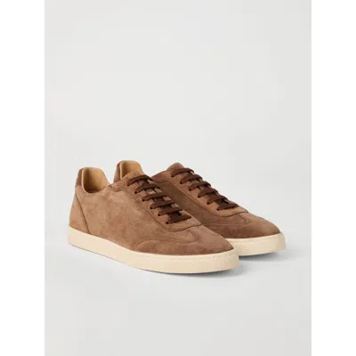 Brunello Cucinelli Man Sneakers Khaki Size 9 Leather In Brown