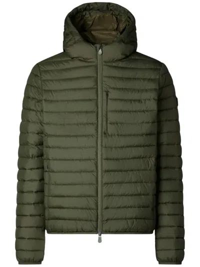 Save The Duck Quilted Green Light Jacket With Double-slider Zip Hood