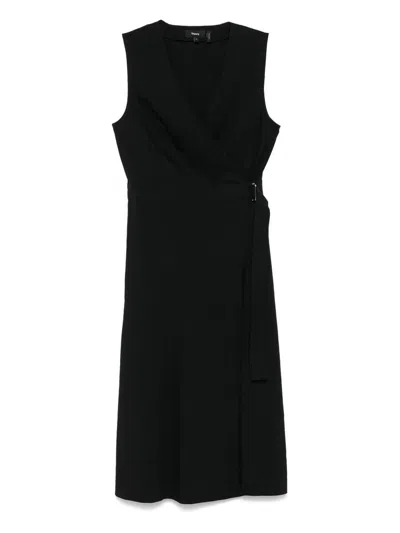 Theory Sleeveless A-line Wrap Dress In Good Linen