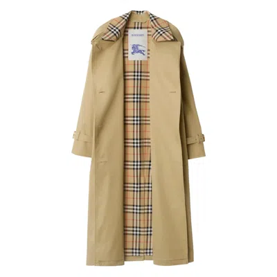 Burberry Castleford Check Collar Water Resistant Gabardine Trench Coat