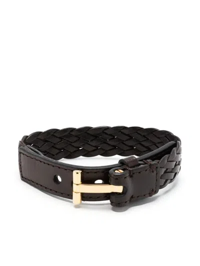 Tom Ford T-lock Interwoven-leather Bracelet