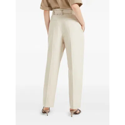 Brunello Cucinelli Linen Trousers With High Waist And Pockets