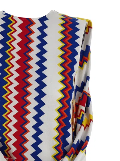Missoni Zigzag Pattern Peplos Minidress With Draped Front In Multi