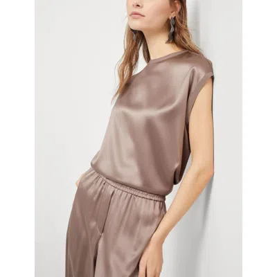 Brunello Cucinelli Lightweight Cashmere And Silk Sweater With Lurex Inserts In Brown