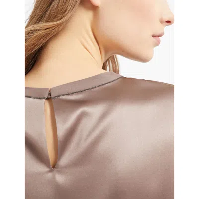 Brunello Cucinelli Lightweight Cashmere And Silk Sweater With Lurex Inserts In Brown