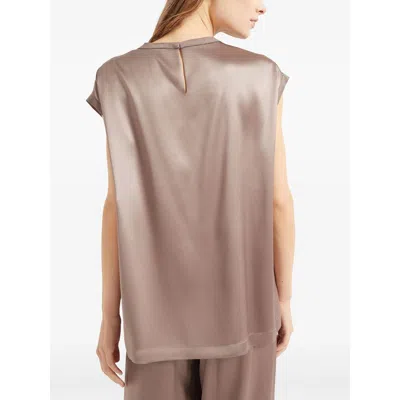 Brunello Cucinelli Lightweight Cashmere And Silk Sweater With Lurex Inserts In Brown