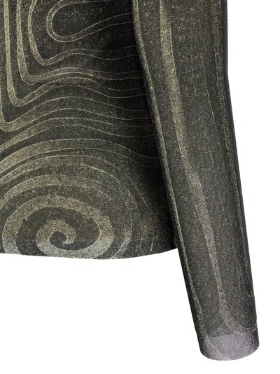 Jean Paul Gaultier Mesh Top With Geometric Pattern And Spiral Print