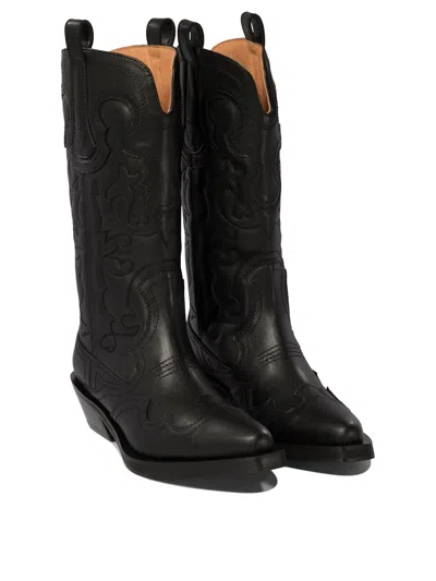 Ganni Embroidered Western Boots Women