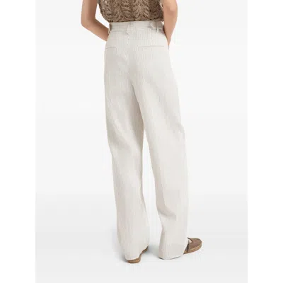 Brunello Cucinelli White Brown Pants In White
