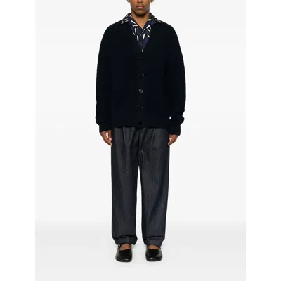Jil Sander V Neck Cardigan Made From Wool In Blue