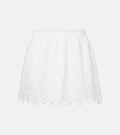 Frame The Deco Scalloped Broderie Anglaise Cotton-poplin Mini Skirt In White
